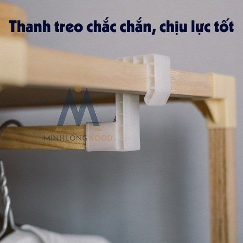 Kệ Tủ Treo Quần Áo - Tủ Vải Khung Gỗ Minhlongwood M33 - Nội Thất Phòng Ngủ - Màu Gỗ Tự Nhiên