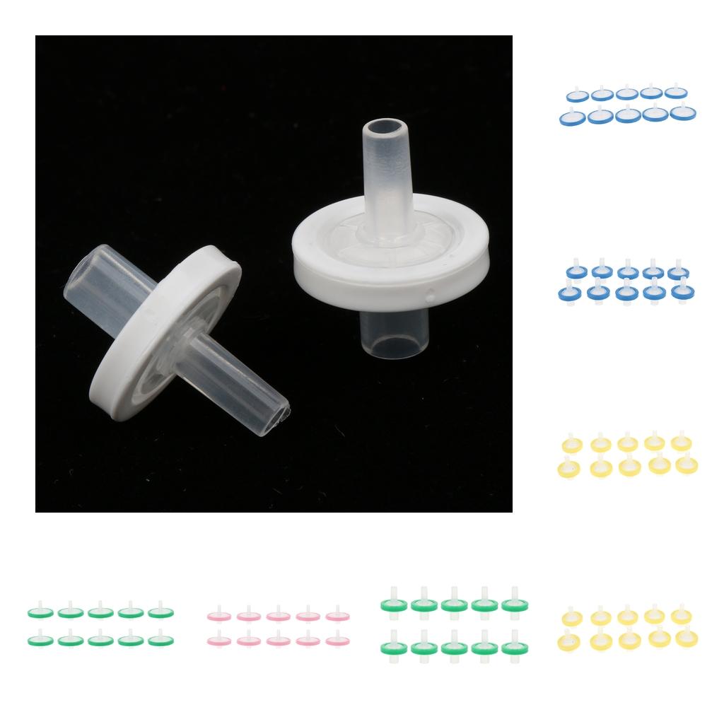 10pcs Needle Filter MCE Nylon 13mm 25mm 0.22um 0.45um  Clear Yelow Green Blue Pink