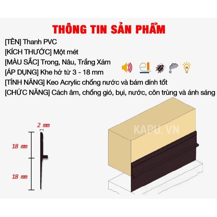 Ron dán chặn cửa PVC dài 1 mét, dán chân cửa chống bụi chống côn trùng