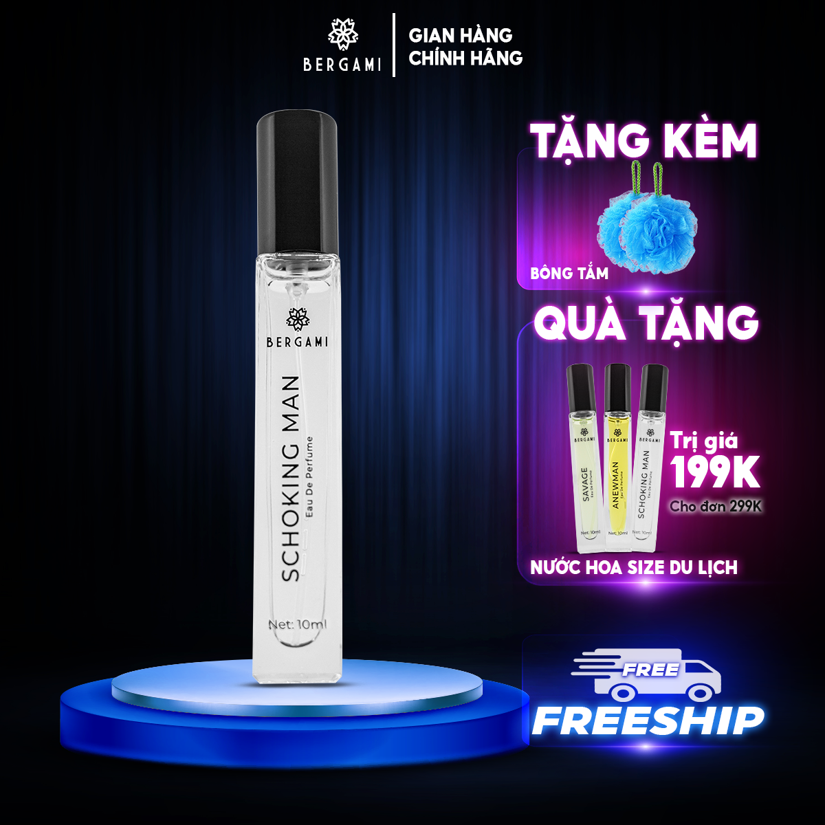 Nước Hoa Nam Chính Hãng Bergami, Mùi Hương Hiện Đại Lịch Lãm Chuẩn Quý Ông chai nhỏ dung tích 10ml tiện lợi