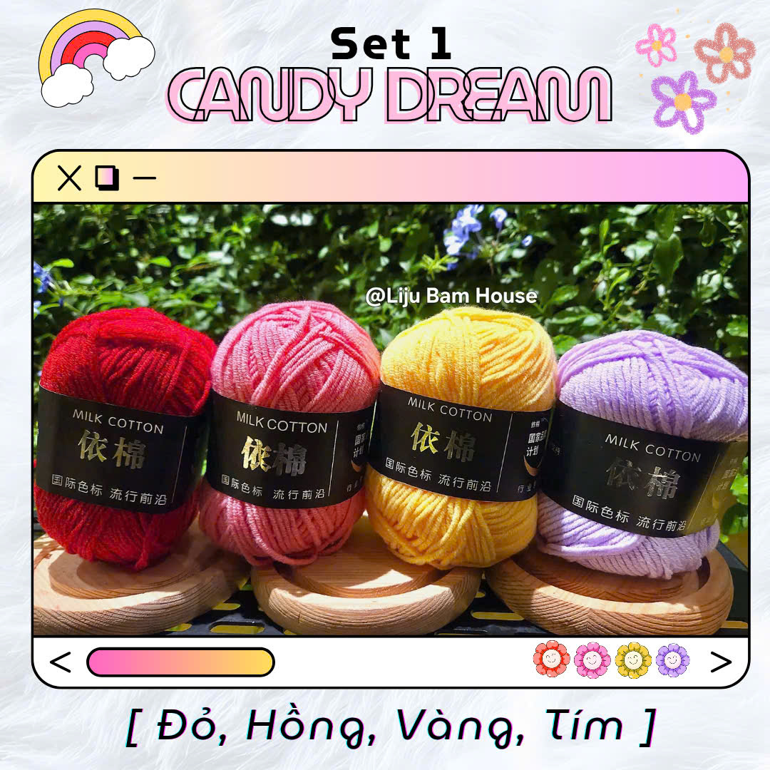 Set 4 cuộn len, học móc len full phụ kiện cho người mới bắt đầu Liju Bam House