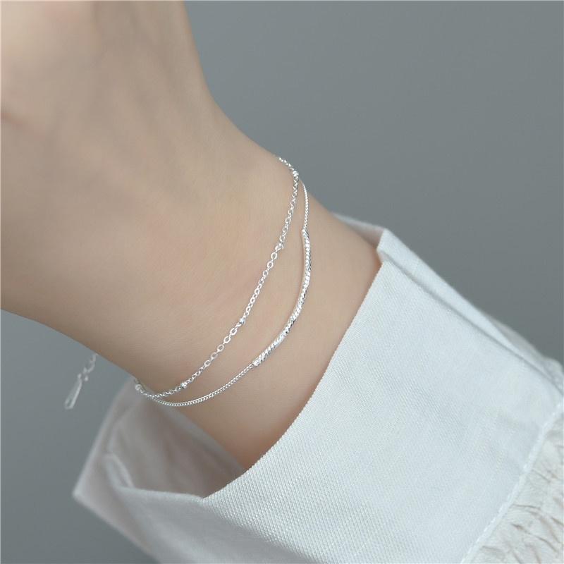 Vòng tay nữ lắc tay nữ bạc s925 dây kép xích slim Cá jewelry LTB123