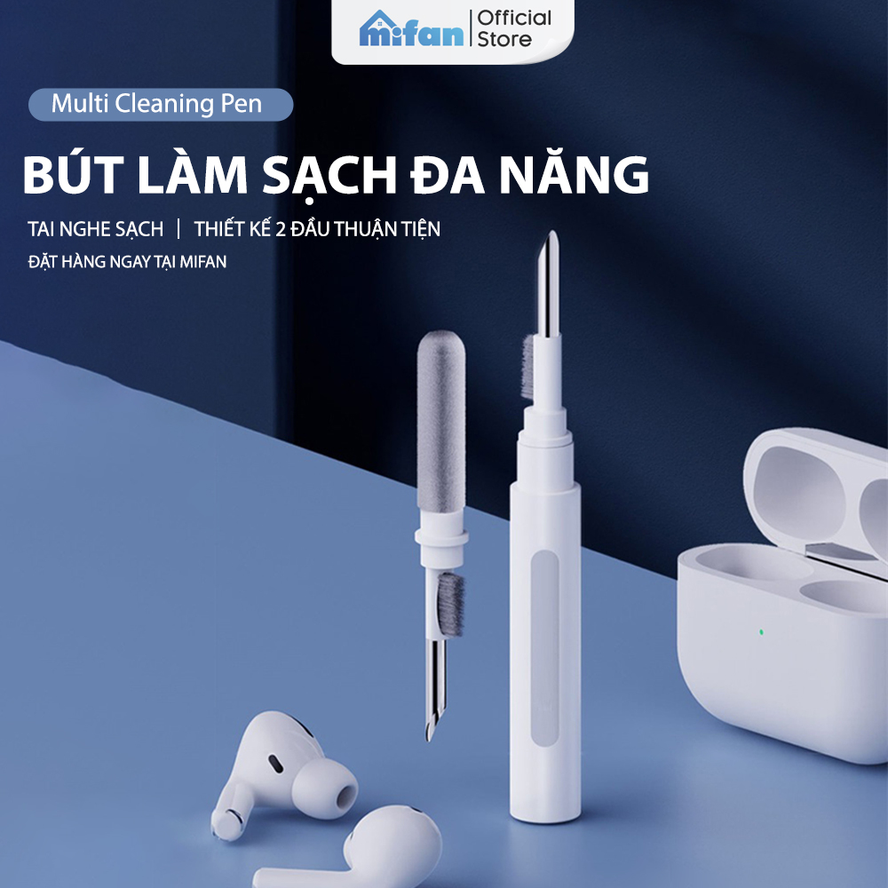 Bút Vệ Sinh Tai Nghe Bluetooth 3 Trong 1 Cao Cấp MIFAN - Làm sạch bụi bẩn trong hộp đựng, loa, cổng sạc, điện thoại - Hàng chính hãng