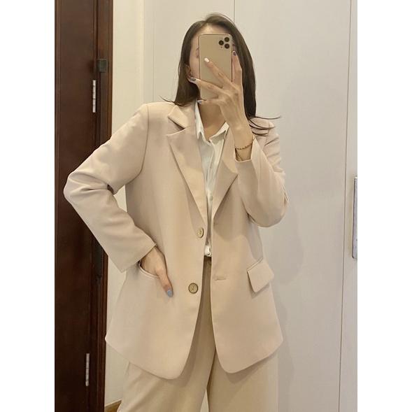 Áo khoác blazer nữ 1 lớp dáng dài Huien Design thời trang công sở trẻ trung, áo vest nữ blazer Hàn Quốc màu trending
