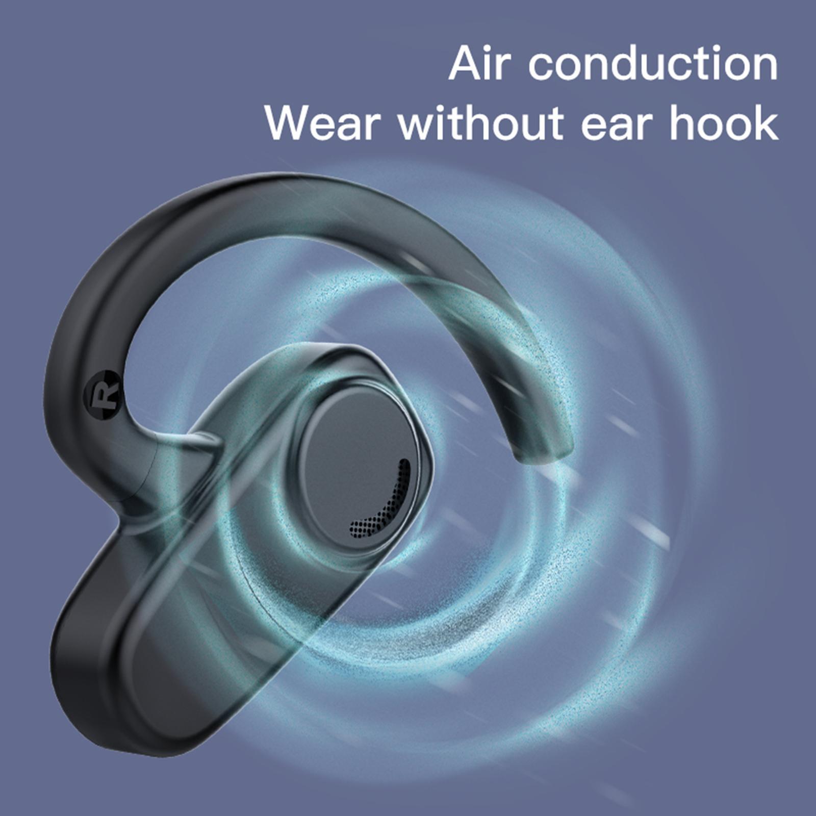 Wireless Headset LED Display Calling Sweatproof HiFi for Office Sports Black