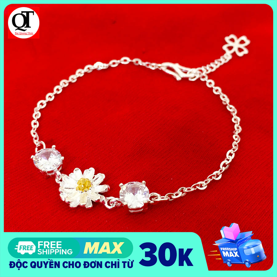 Lắc tay nữ Hoa Cúc Bạc Quang Thản, vòng tay nữ chất liệu bạc 925 kiểu lắc mềm đơn giản, thời trang phù hợp cho mọi lứa tuổi - HQTVTNU6