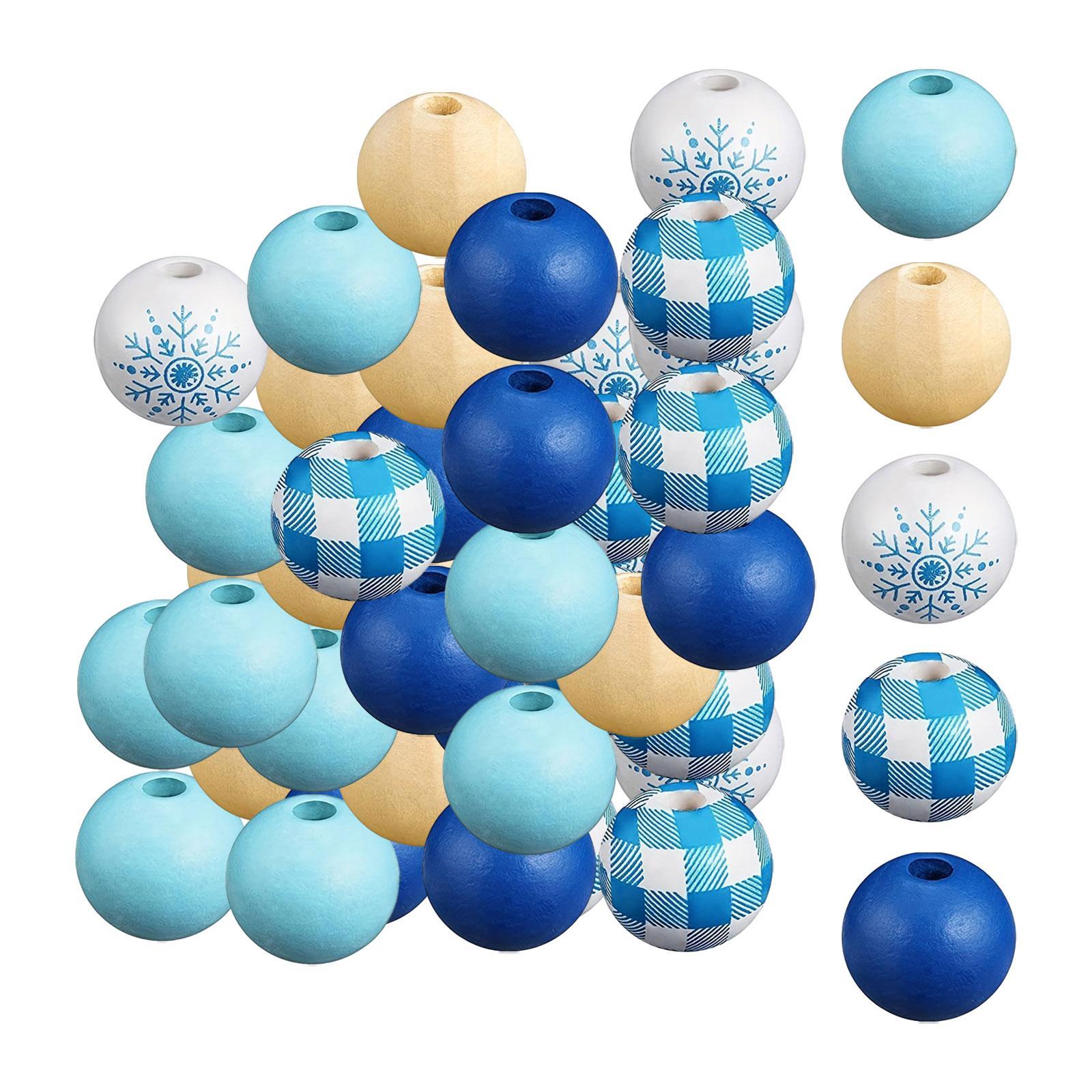 50x Winter Wooden Beads Loose Spacer Beads Decoration Kids Adults Snowflake Craft Beads for Jewelry Making Findings Bracelets