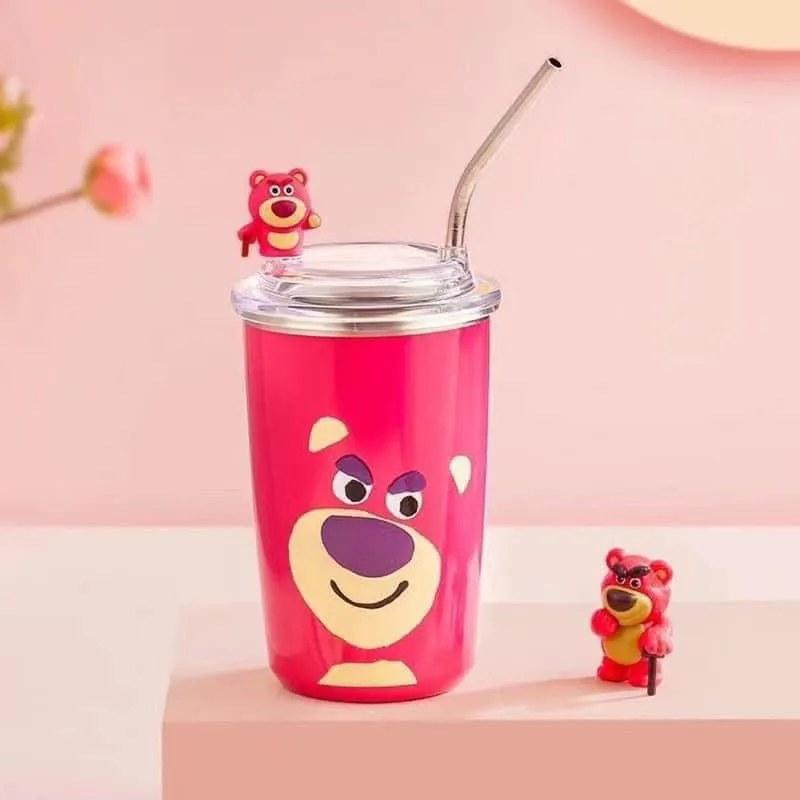 LY GIỮ NHIỆT HÌNH GẤU LOTSO HỒNG SIÊU CƯNG - CỐC GIỮ NHIỆT NÓNG LẠNH INOX 304 CHỐNG GỈ KÈM ỐNG HÚT DUNG TÍCH 450ML