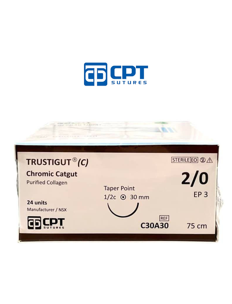 Chỉ phẫu tự tiêu tan chậm CPT Trustigut (C) Chromic Catgut số 2/0 - C30A30