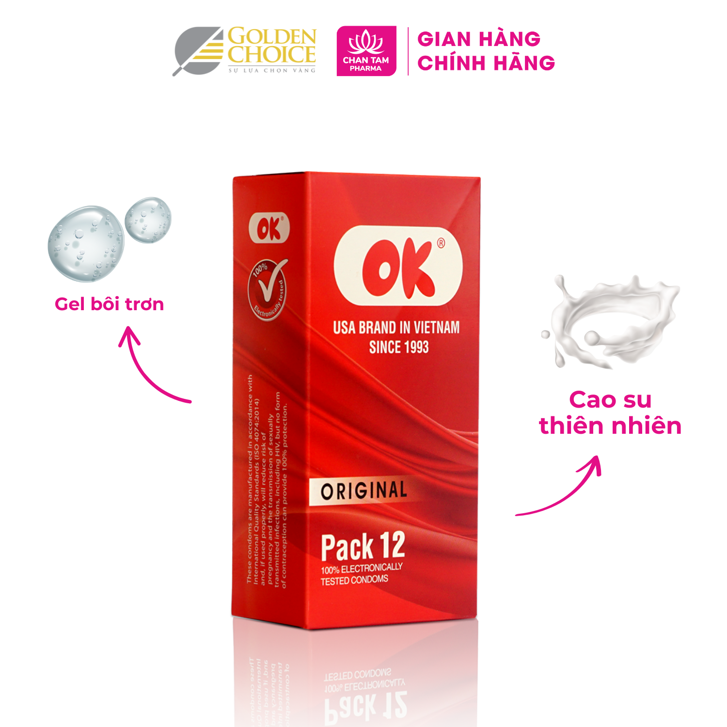 [Chính Hãng] Bao Cao Su Không Mùi OK Original Hộp 144 Cái - Pack 12