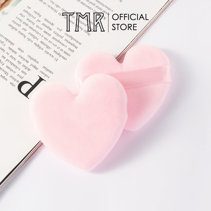 [Set 2] Bông Phấn Phủ Trái Tim TMR Love Pink Chất Liệu Cotton Cao Cấp, Đánh Phấn Nền/ Phấn Phủ Trang Điểm