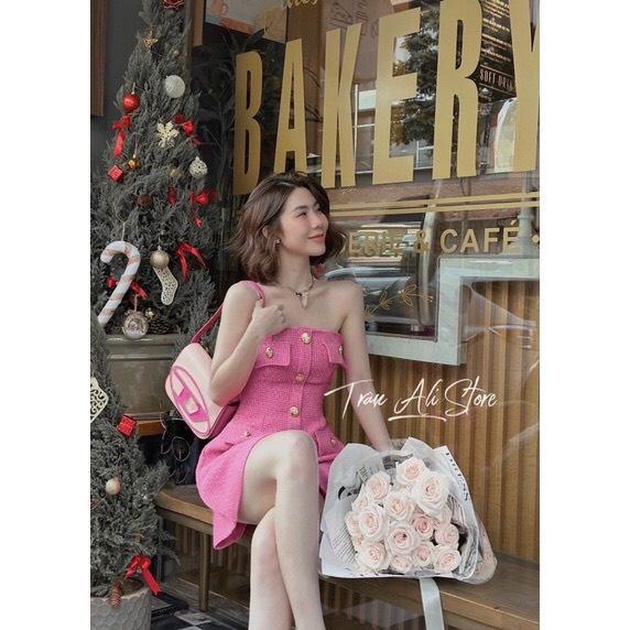 ĐẦM ĐI CHƠI, ĐẦM DỰ TIỆC, ĐẦM CÚP NGỰC HÀNG NÚT GIỮA DÁNG NGẮN DÀI XÒE CỰC SANG