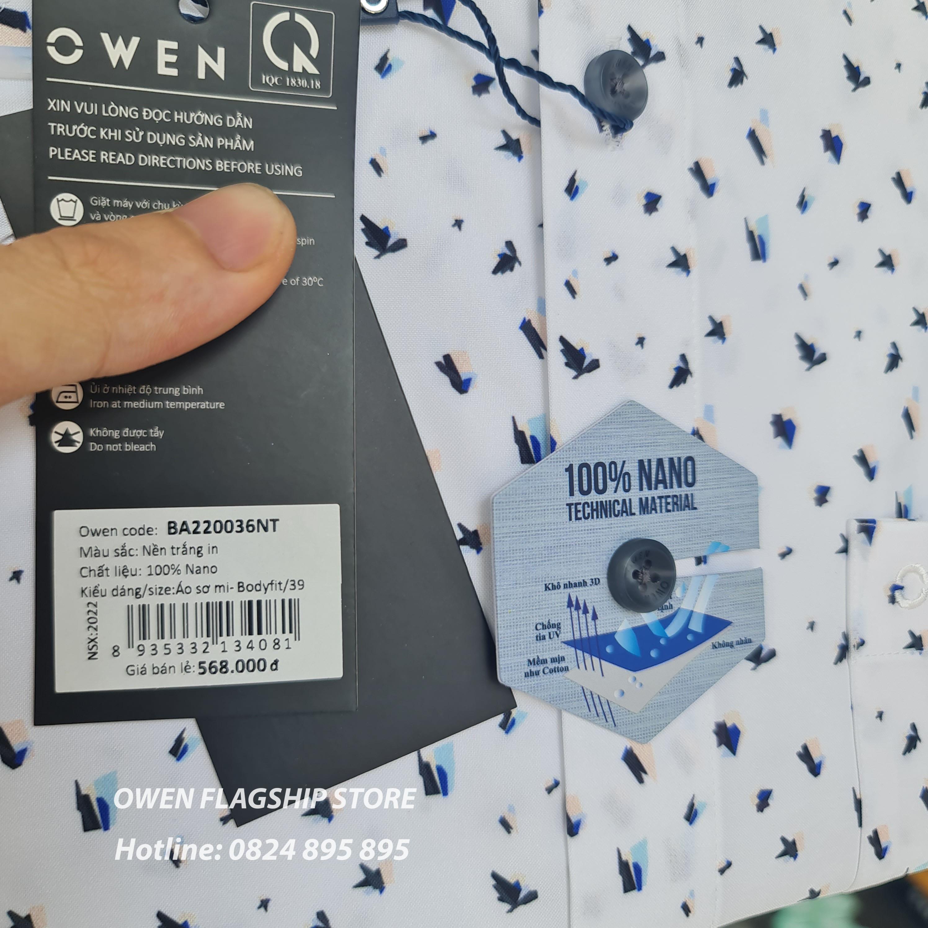 Áo Sơ mi Owen nam cộc tay dáng Bodyfit sợi Nano mềm mịn mát Mã BA220036NT - 38