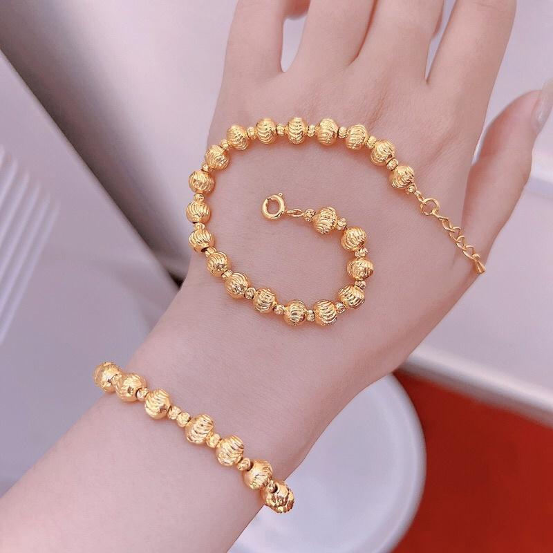 Lắc tay bi mạ vàng 18k bền màu siêu sáng vòng tay Kami