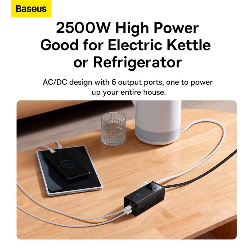 Cốc sạc nhanh 40W Baseus PowerCombo Digital PowerStrip 6IN1 ( 3 AC + 2 Type C +USB ) (Hàng chính hãng)