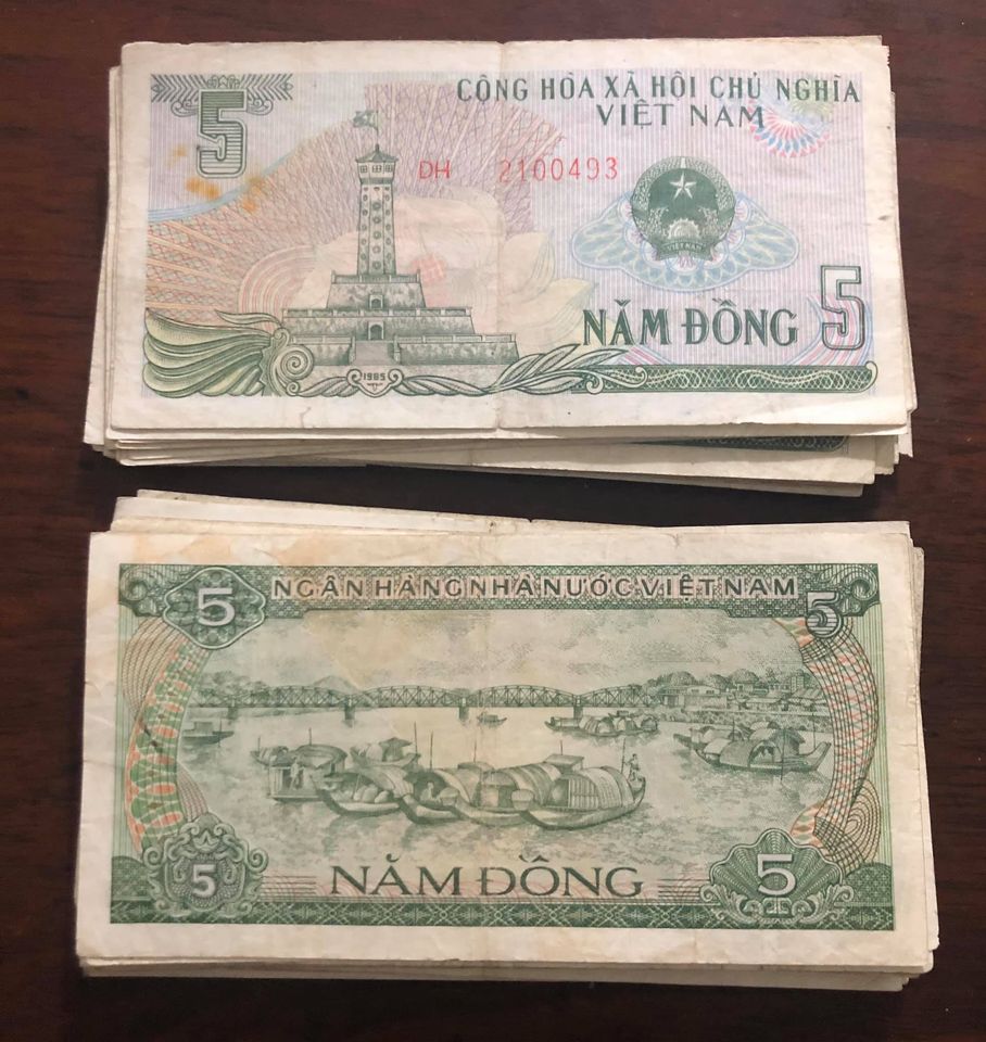 Tờ 5 đồng Việt Nam bao cấp 1985, Sông Hương cầu Trường Tiền Huế sưu tầm