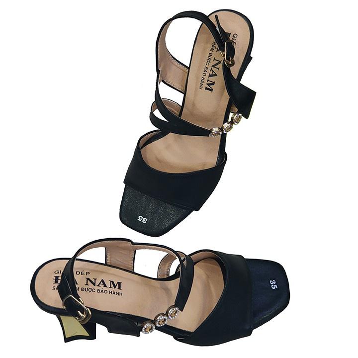 Giày Sandal Nữ Cao Gót Da Bò Thật TiTi ĐÔ Cao Cấp 7cm DNU2063d