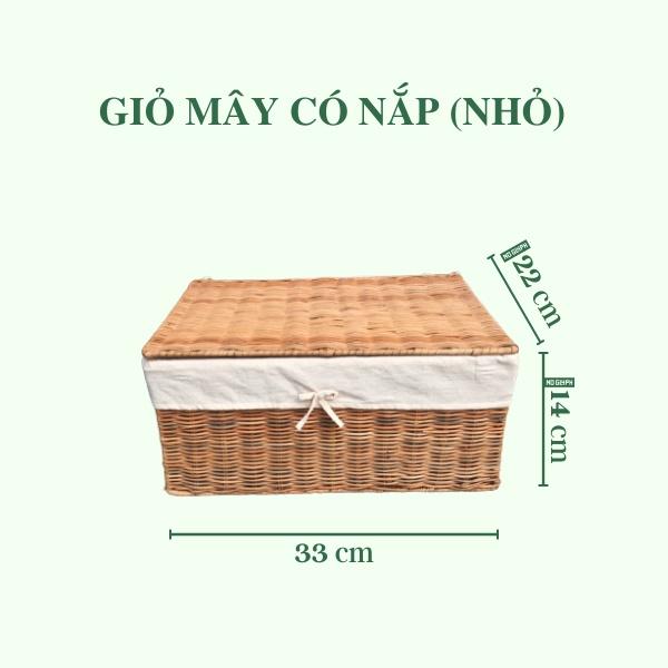 Giỏ Mây Đa Năng Đựng Đồ Có Nắp Lót Trang Trí Nhà Cửa - Rattan Basket