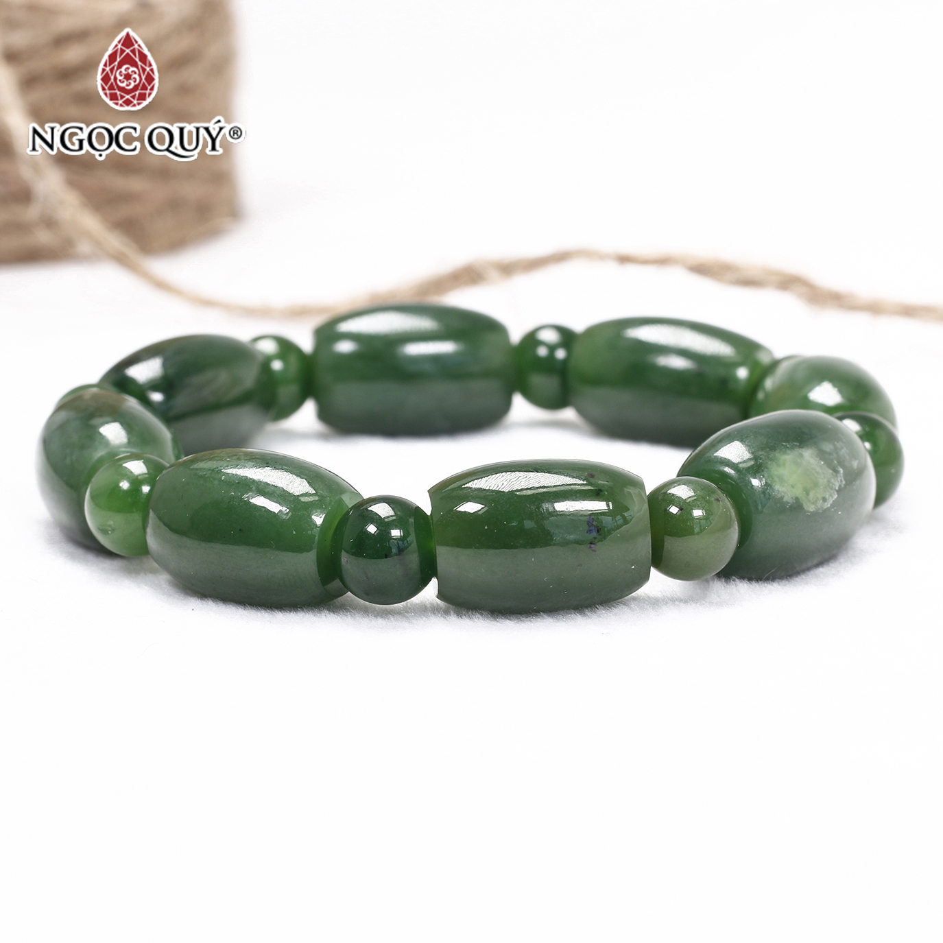 Vòng lu thống ngọc bích 18x12mm mệnh hỏa, thổ - Ngọc Quý Gemstones