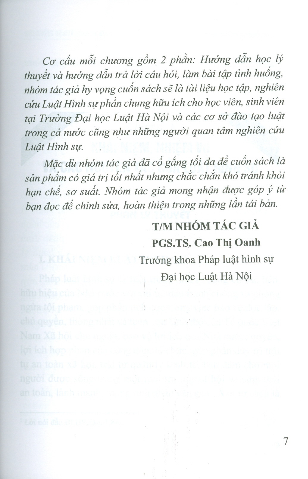 Hướng Dẫn Môn Học LUẬT HÌNH SỰ - Tập 1: Phần Chung