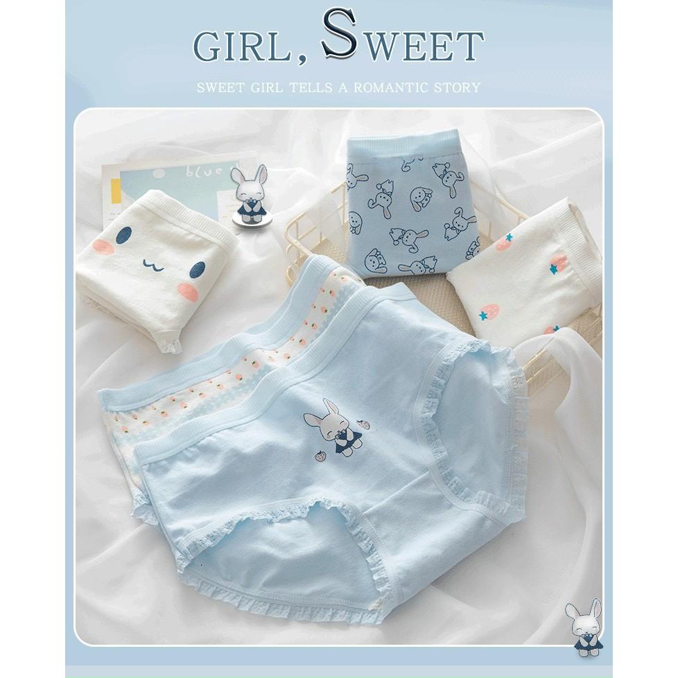 Set 5 Quần Lót Nữ Cotton Thỏ Xanh Thương Kháng Khuẩn Min_ Set 5 Quần Lót Cotton Họa tiết cute