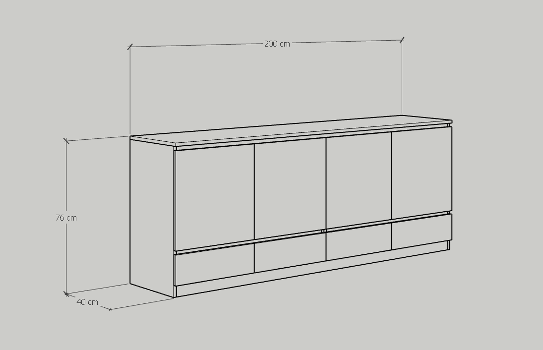 [Happy Home Furniture] OLA, Tủ lưu trữ 4 cánh mở, 180cm x 40cm x 76cm ( DxRxC), TCM_076