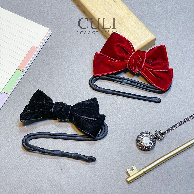 Kẹp búi tóc, dụng cụ quấn dẻo búi tóc đính nơ nhung xinh xắn - Culi accessories