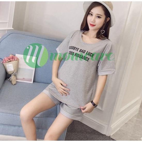 Bộ bầu lửng, đùi tay cộc chất Cotton - quần áo ngủ mặc nhà thời trang cho mẹ bầu mùa hè giá rẻ Bigsize QUẢNG CHÂU