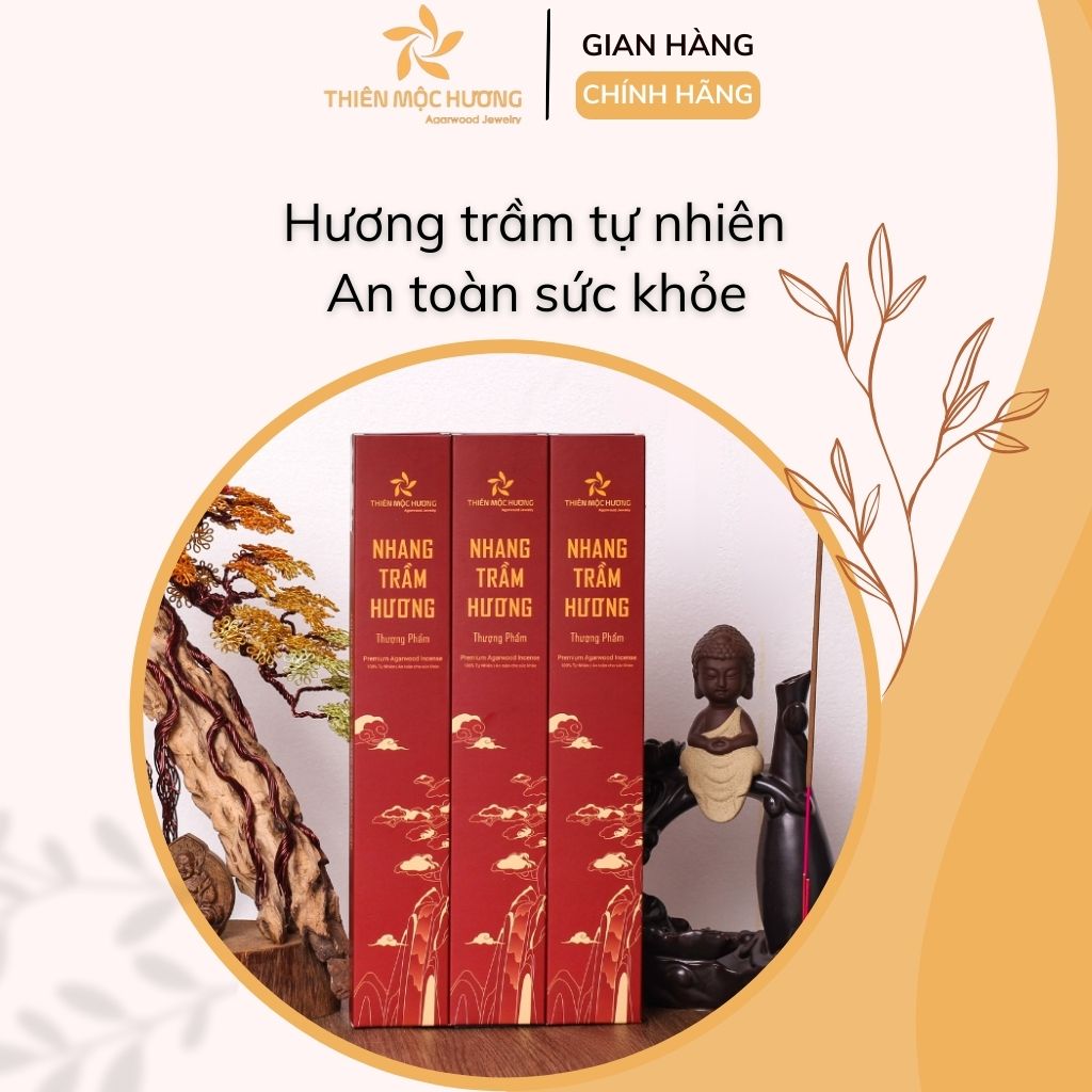 Nhang Trầm Hương Cao Cấp Thiên Mộc Hương, trầm hương 16 năm, thơm dịu nhẹ, không cay mắt, không kích mũi, lưu hương cực lâu