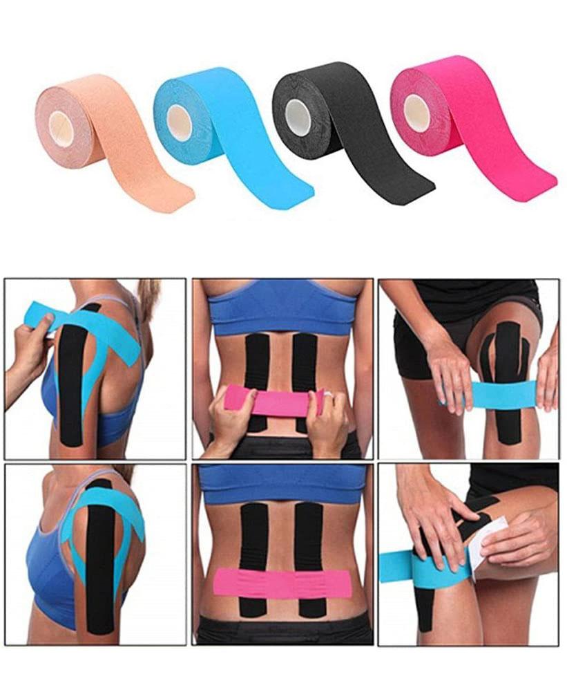 Băng thể thao đàn hồi thoáng khí, cơ bản tự dính căng băng cuộn cuộn không thấm nước cổ tay chống cổ chân cổ chân đầu gối đau vai Color: Black Size: 5CMX5M