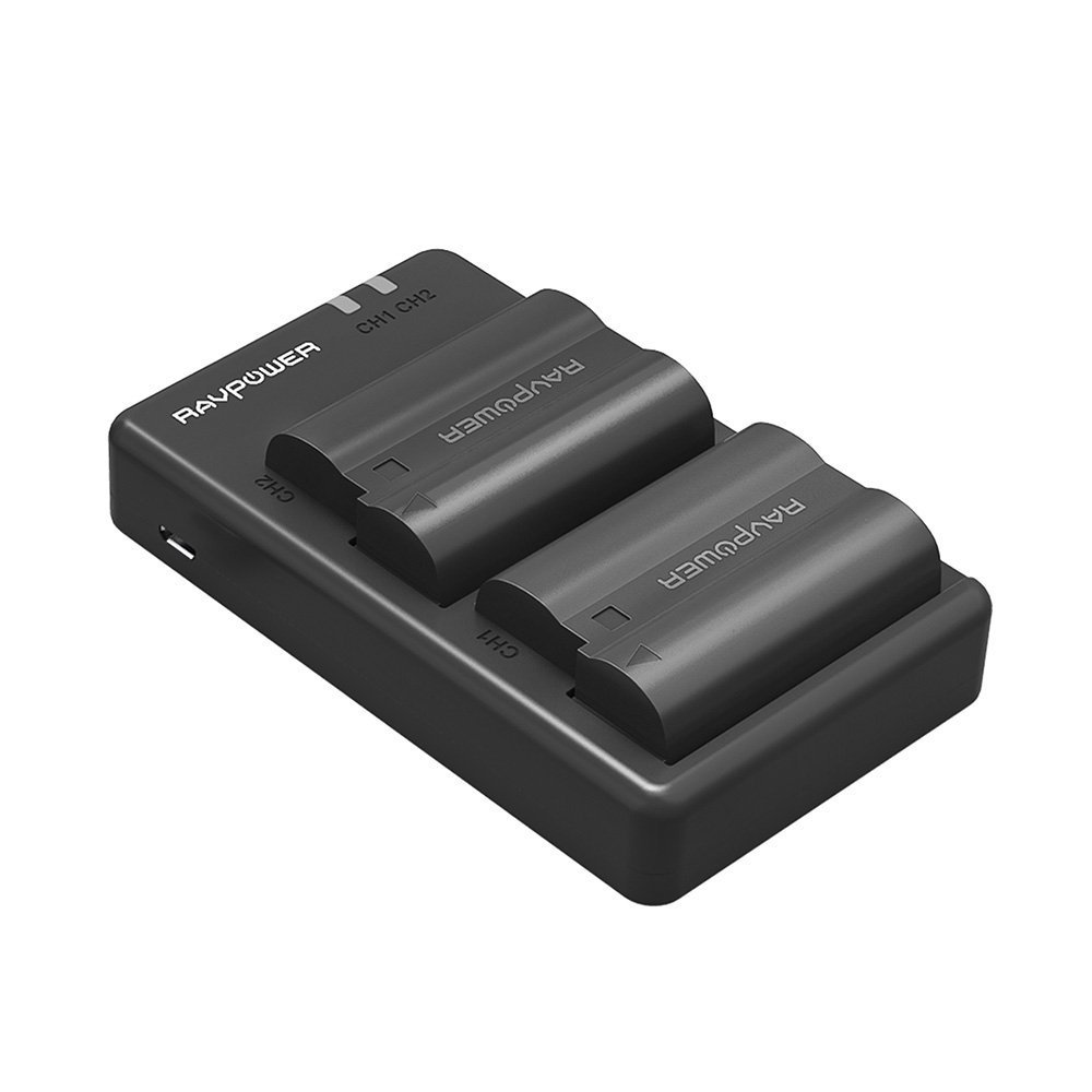 Bộ 2 Pin Và Sạc Kép RAVPower Cho Nikon EN-EL15 D7XXX D8XX D7XX D6XX D5XX - Hàng Nhập Khẩu
