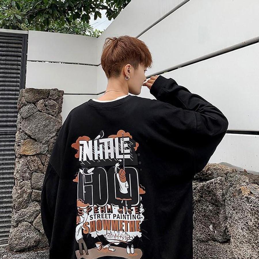 Áo dài tay NỈ BÔNG Unisex MonsterX HXLE Basic Sweater Ulzzang cặp đôi nam nữ form rộng oversize Hàn Quốc