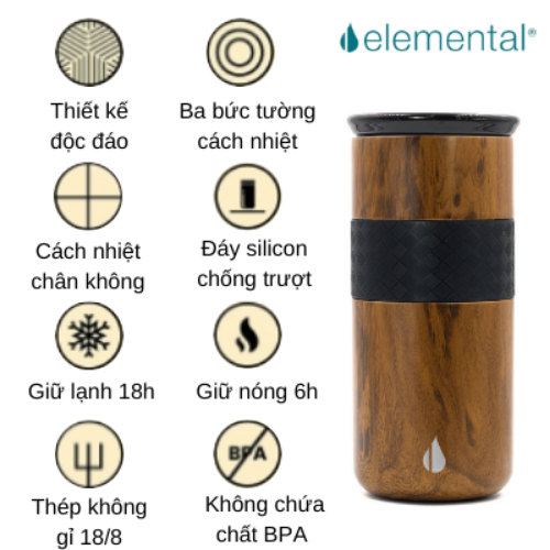 : LY GIỮ NHIỆT ELEMENTAL ARTISAN MÀU HOA VĂN
