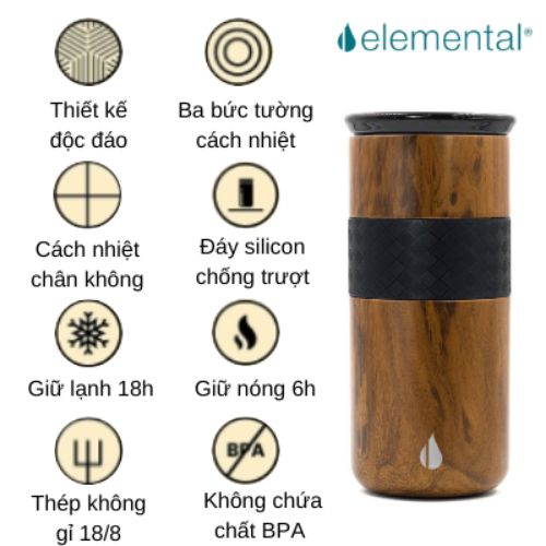 : LY GIỮ NHIỆT ELEMENTAL ARTISAN MÀU HOA VĂN (480ML)