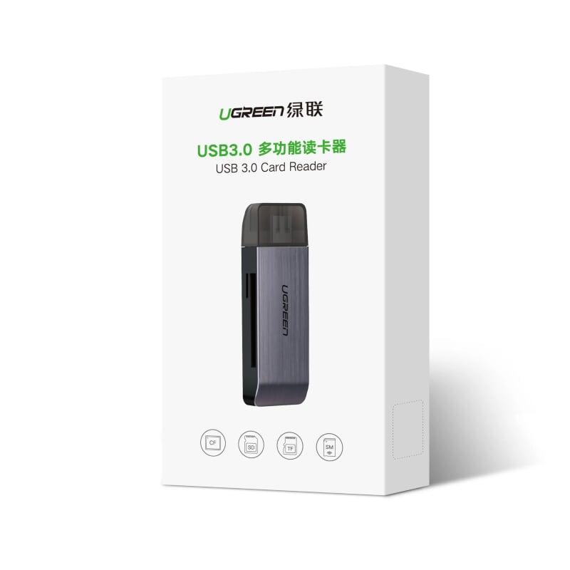 Ugreen UG50540CM180TK Màu Đen Đầu đọc hỗ trợ 4 loại thẻ SD/TF/CF/MS USB 3.0 - HÀNG CHÍNH HÃNG