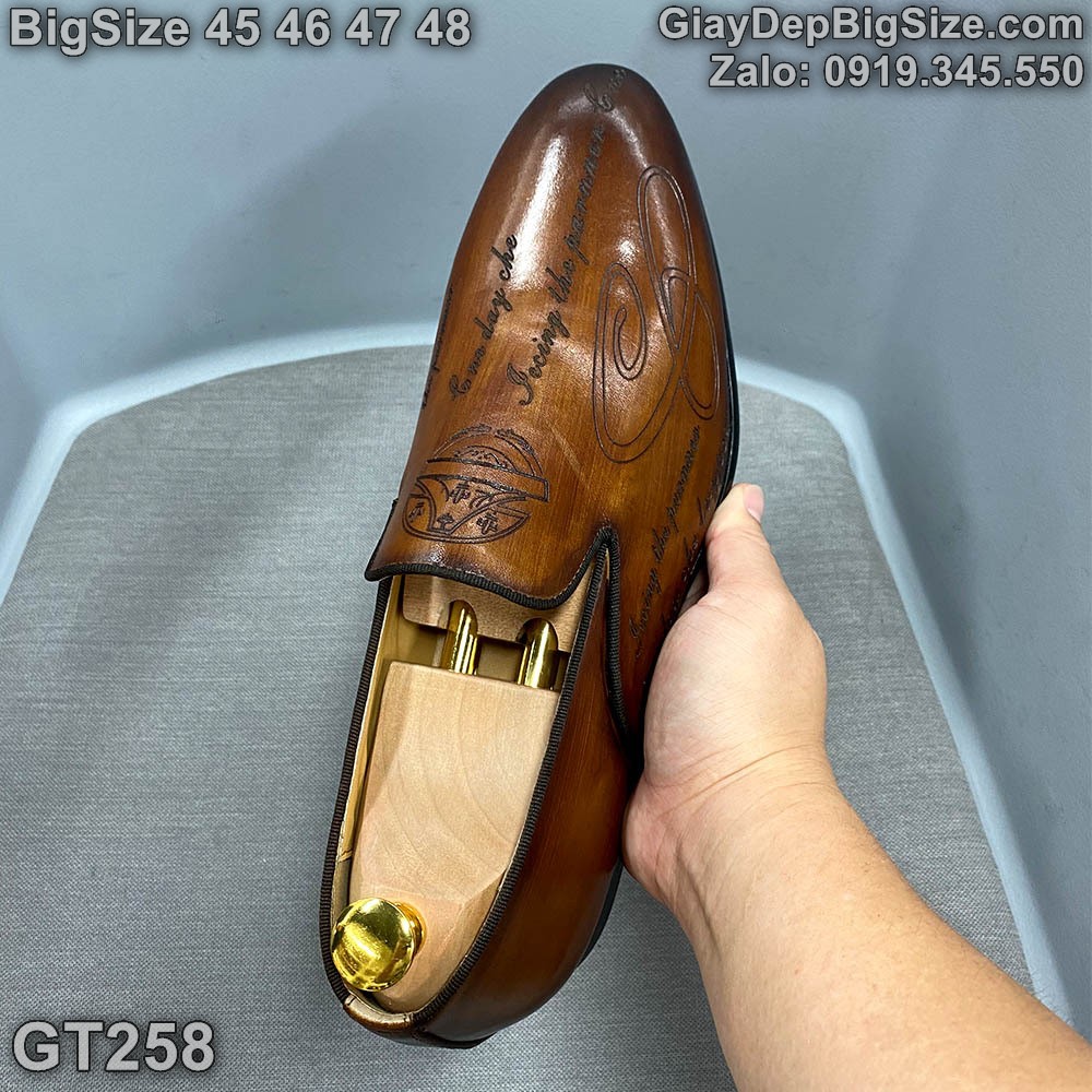 Giày lười da đóng thủ công, giày tây công sở cỡ lớn 45 46 47 48 cho nam chân to. Big size handmade loafers for wide feet