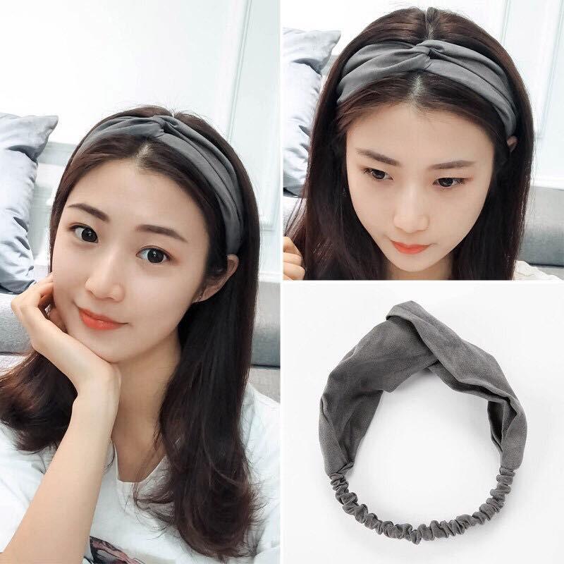 Phụ kiện tóc băng đô turban nữ trơn chất liệu nhung thời trang hàn quốc dễ thương