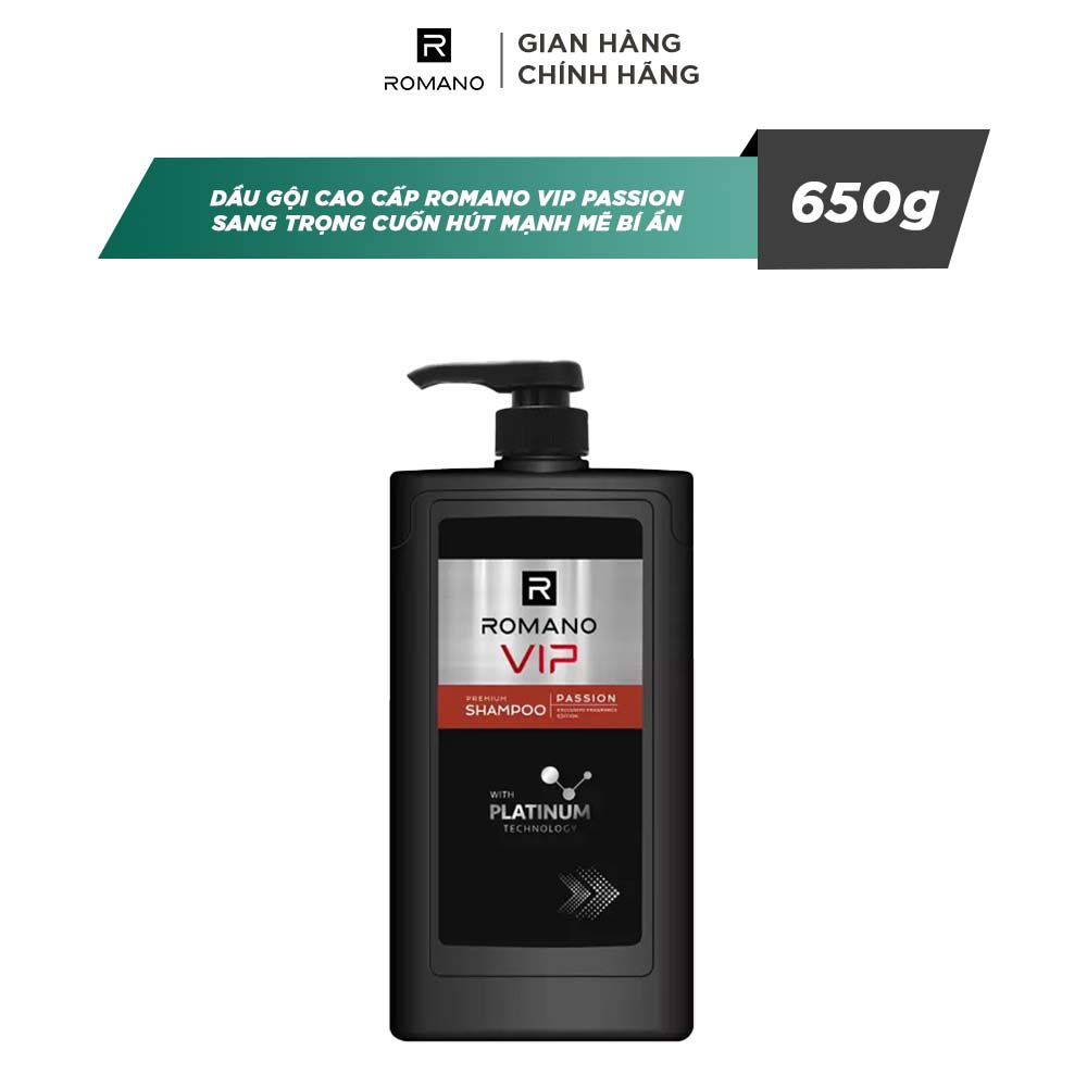 Dầu gội cao cấp Romano VIP Passion mạnh mẽ bí ẩn 650g