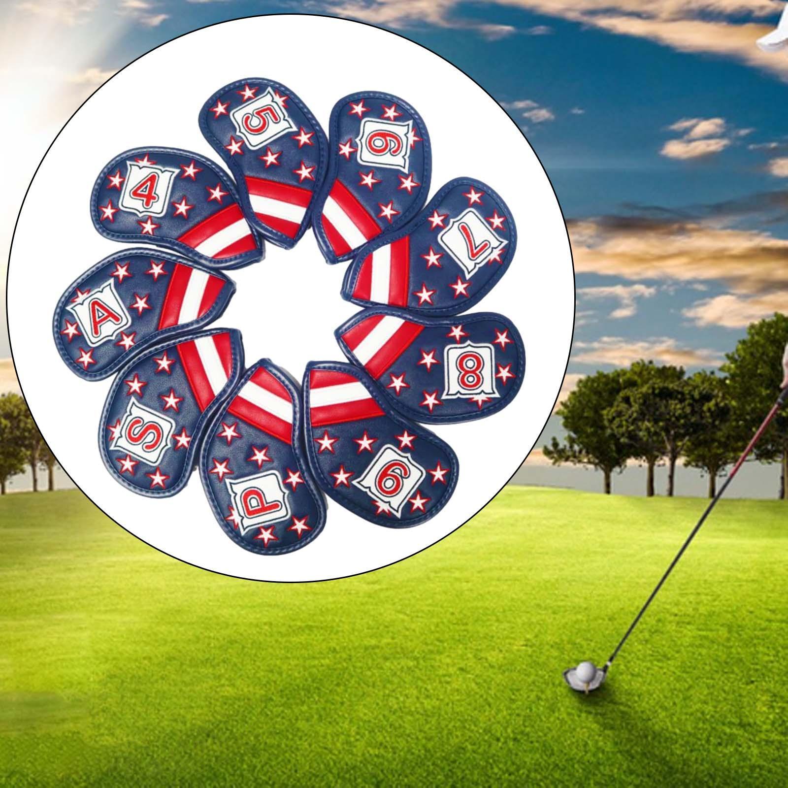 9x Golf Iron Headcovers Golf Iron Club Head Covers Lightweight 4,5,6,7,8,9,P,A,S PU Protective Headcover Sleeve for Men Women