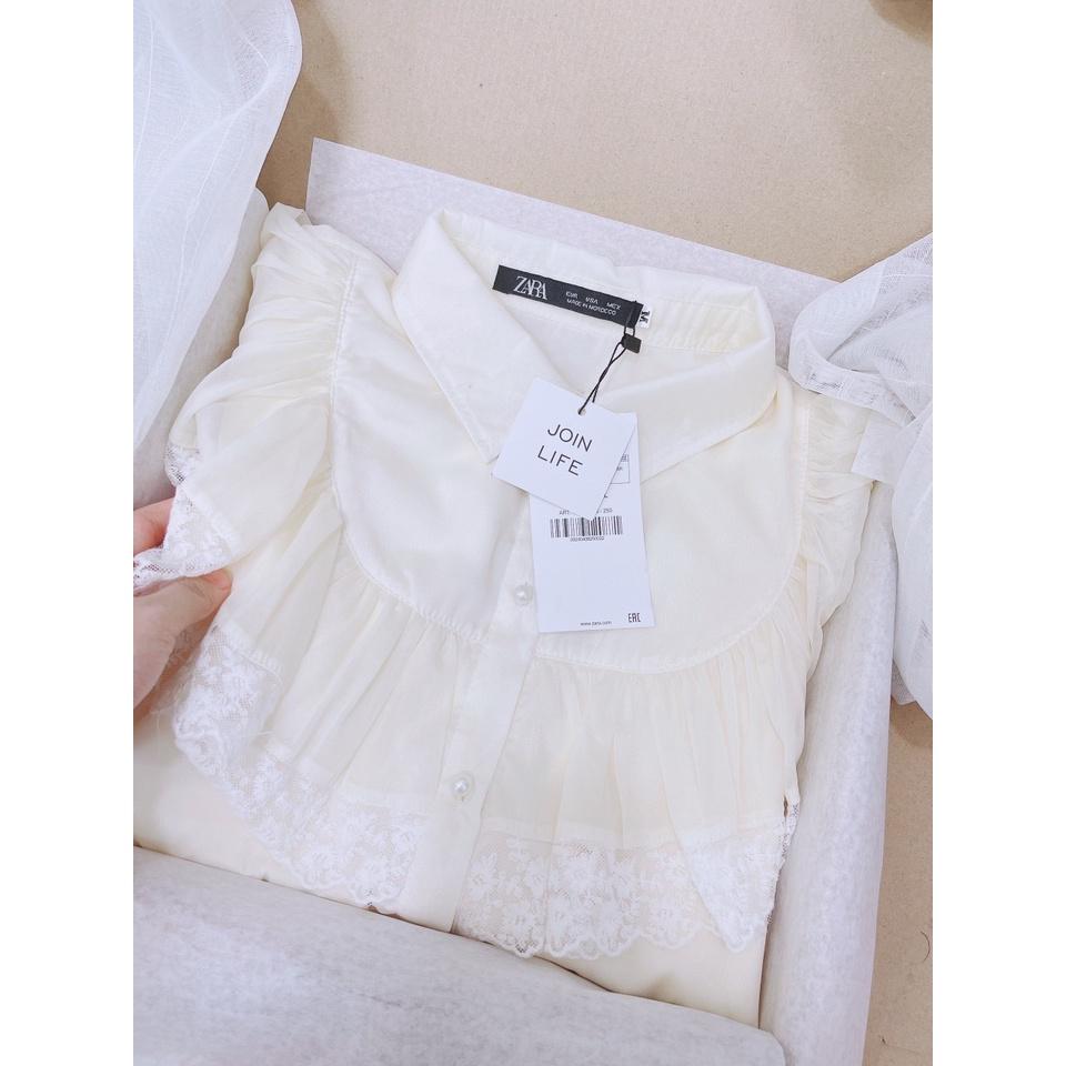 ÁO SƠ MI REN BÈO PHỐI REN 2 LỚP CỔ VUÔNG