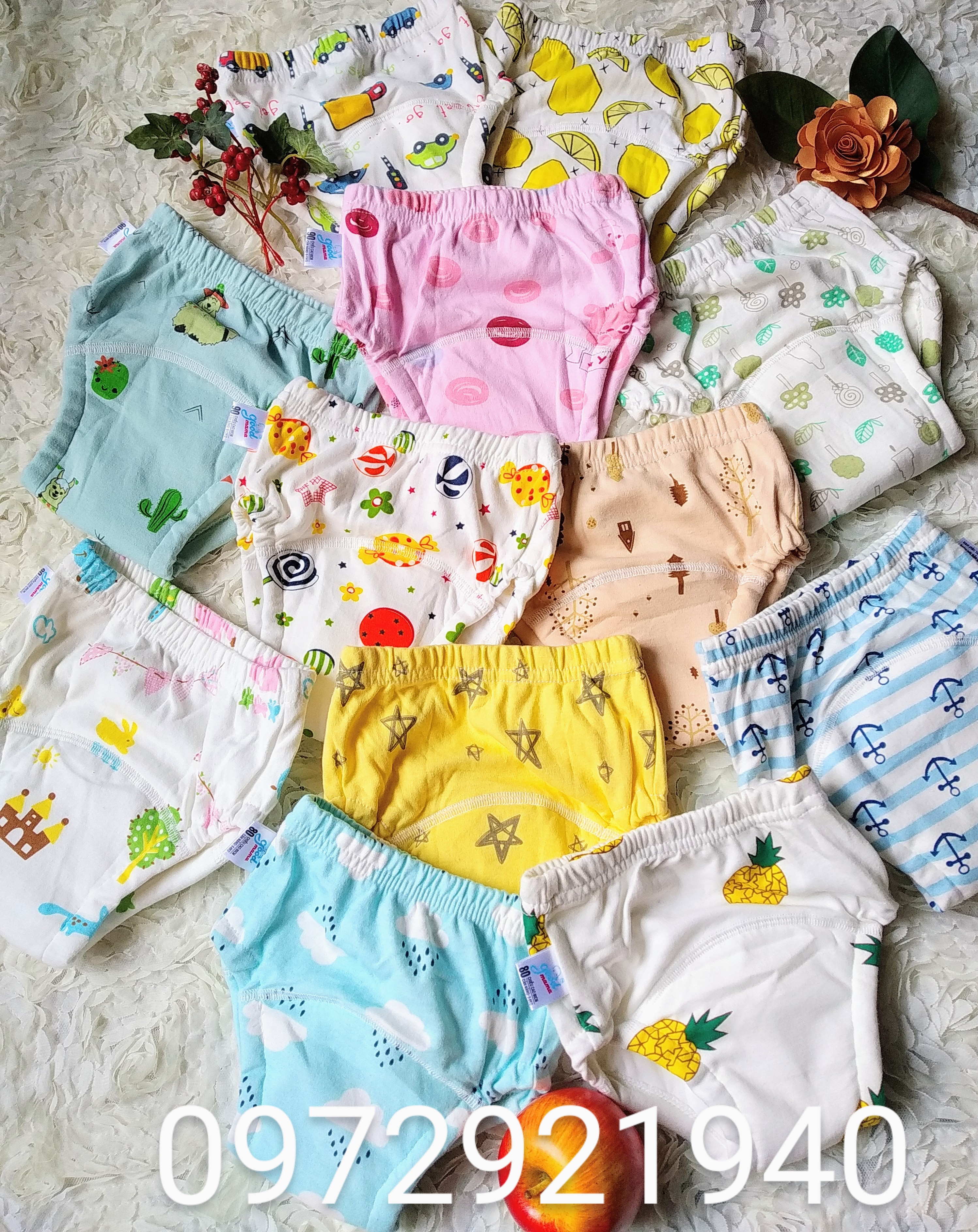 Quần bỏ bỉm vải cotton 6 lớp dày mịn siêu thấm, khô thoáng cho Bé từ 5 - 17kg hiệu Goodmama.