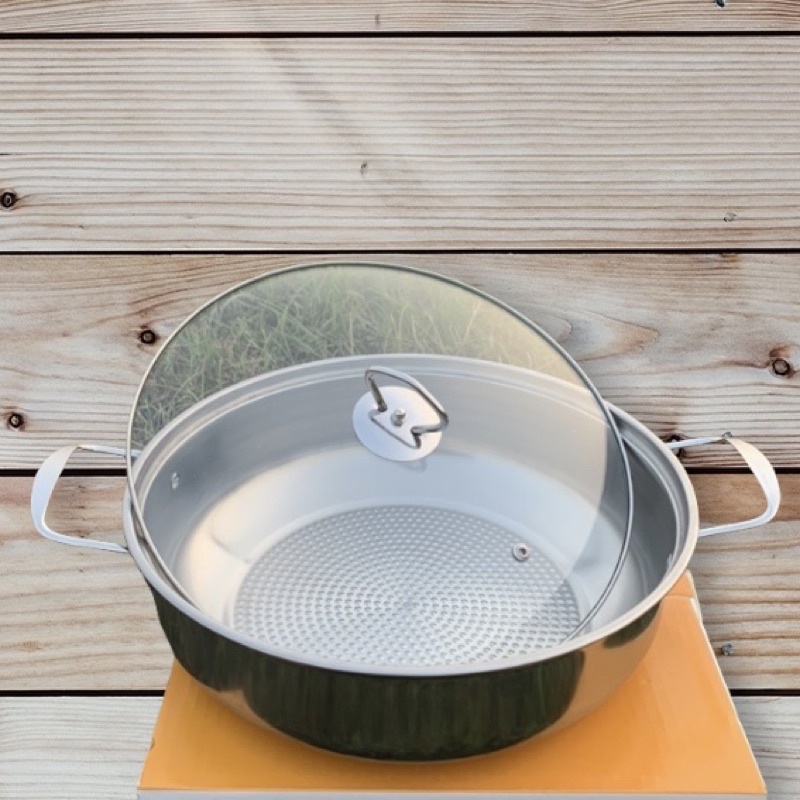 Nồi Lẩu Inox 304 Đáy Sần (Size 30cm) Dùng Trên Mọi Loại Bếp, Phù Hợp Ăn Lẩu, Xào Thực Phẩm
