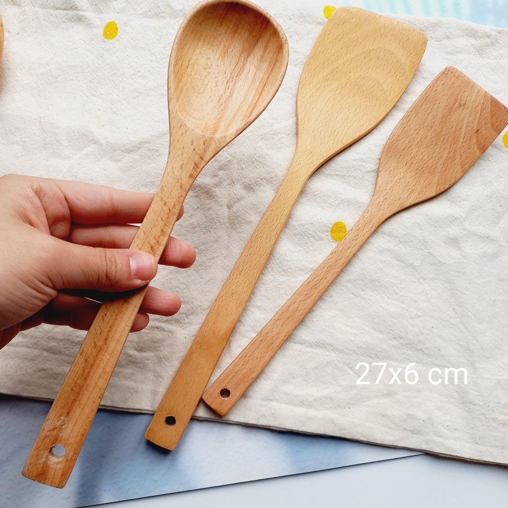 Muôi Sạn Xào Gỗ Beech Tự Nhiên Cao Cấp, Muôi Sạn Gỗ Decor Chụp Ảnh Trang Trí Của Craft Closet