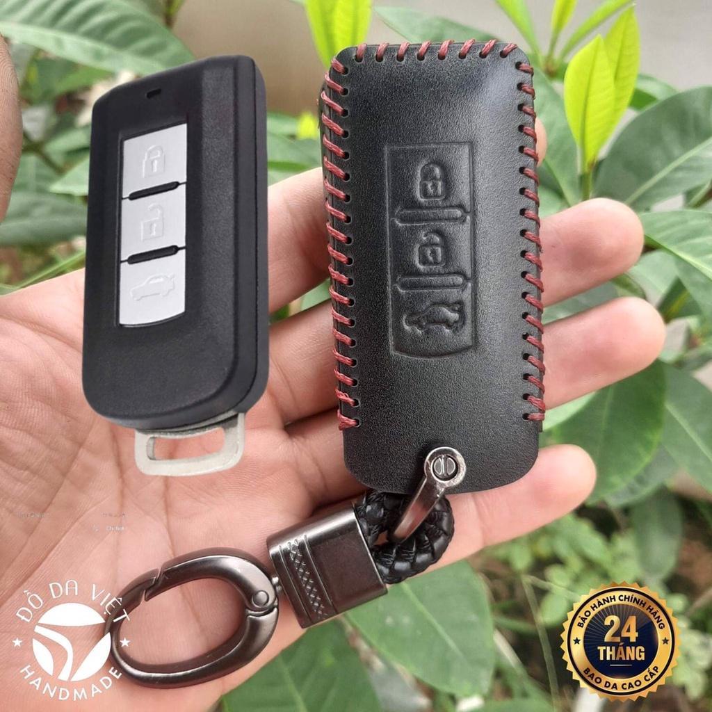 Bao Da Chìa Khóa Mitsubishi Outlander, Xpander, Attrage,Pajero... Da Bò Nhập Khẩu ITALIA, Khắc Tên + Số ĐT Chủ Xe,