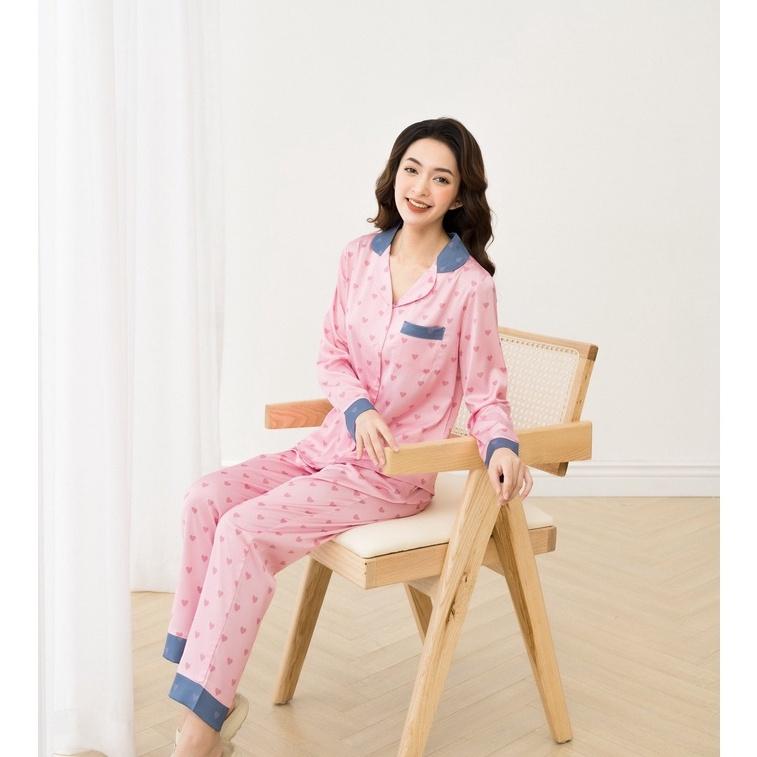 Pijama Bộ Đồ Ngủ Nữ Dài Tay Lụa Cao Cấp Mặc Nhà Họa Tiết Đẹp Mềm Mịn Thấm Hút Thoáng Mát – VADESI