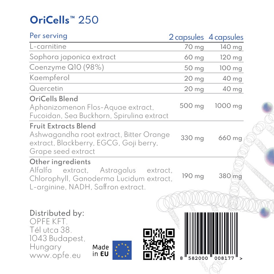 Thực phẩm BVSK OPFE OriCells 250 capsules (60 viên), Hungary (Hỗ trợ làm chậm quá trình lão hoá)