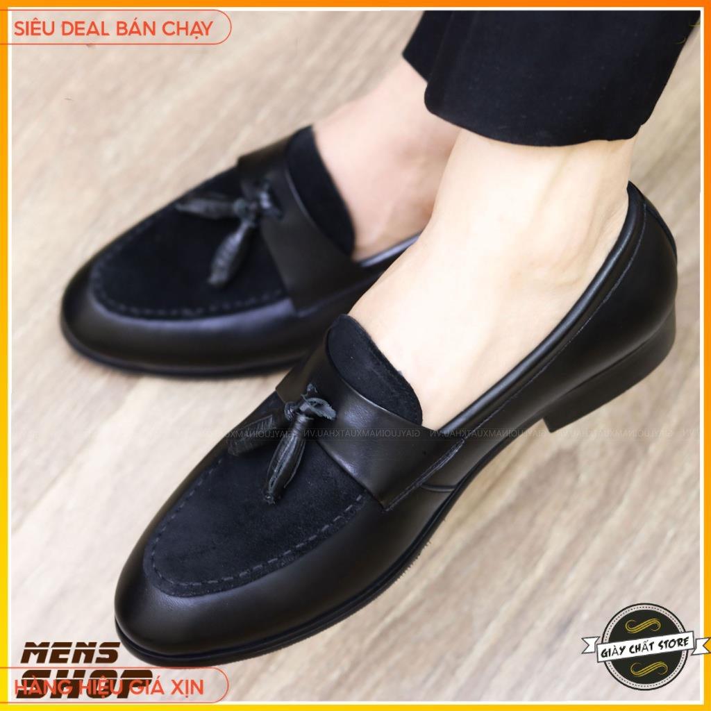 Giày tây nam Penny Loafer mặt da lộn gắn lơ chuông kiểu dáng siêu ấn tượng | Đế cao 3 cm