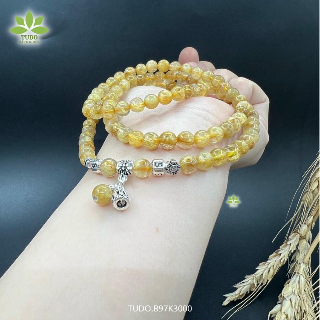Vòng Tay Nữ Đẹp - Vòng Phong Thủy Mệnh Kim Thổ TUDO VCBTATV B97K3000 AG925 Charm Vương Miện, Tóc Vàng - Sự Nghiệp