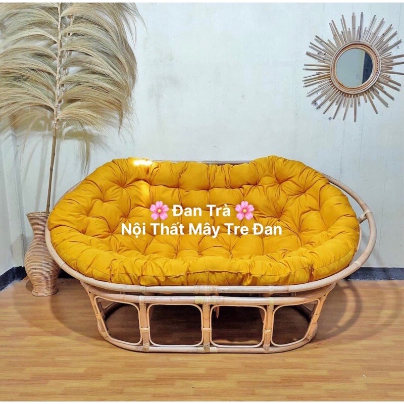 [ RẺ VÔ ĐỊCH ] Ghế Mây PAPASAN ĐÔI - Ghế Mây Mamasan Size 1m6*1m1 Gồm Nệm  - Nội Thất Mây Tre