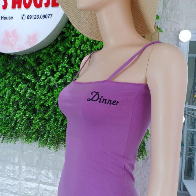 Đầm 2 Dây Ôm Body Màu Tím Thêu Dinner LH66